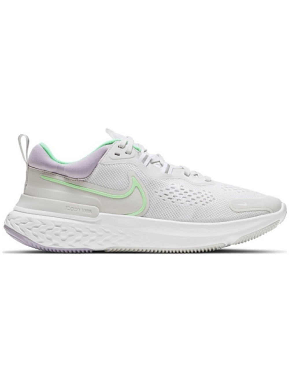 𝅺Nike Running React Miler 2 Sneakers Platinum Tint/Green Glow/White 8